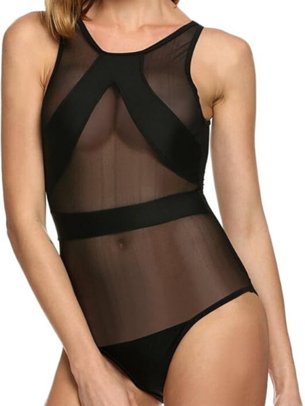 Sheer Black Mesh Bodysuit Swimsuit Size S/M New Never Worn